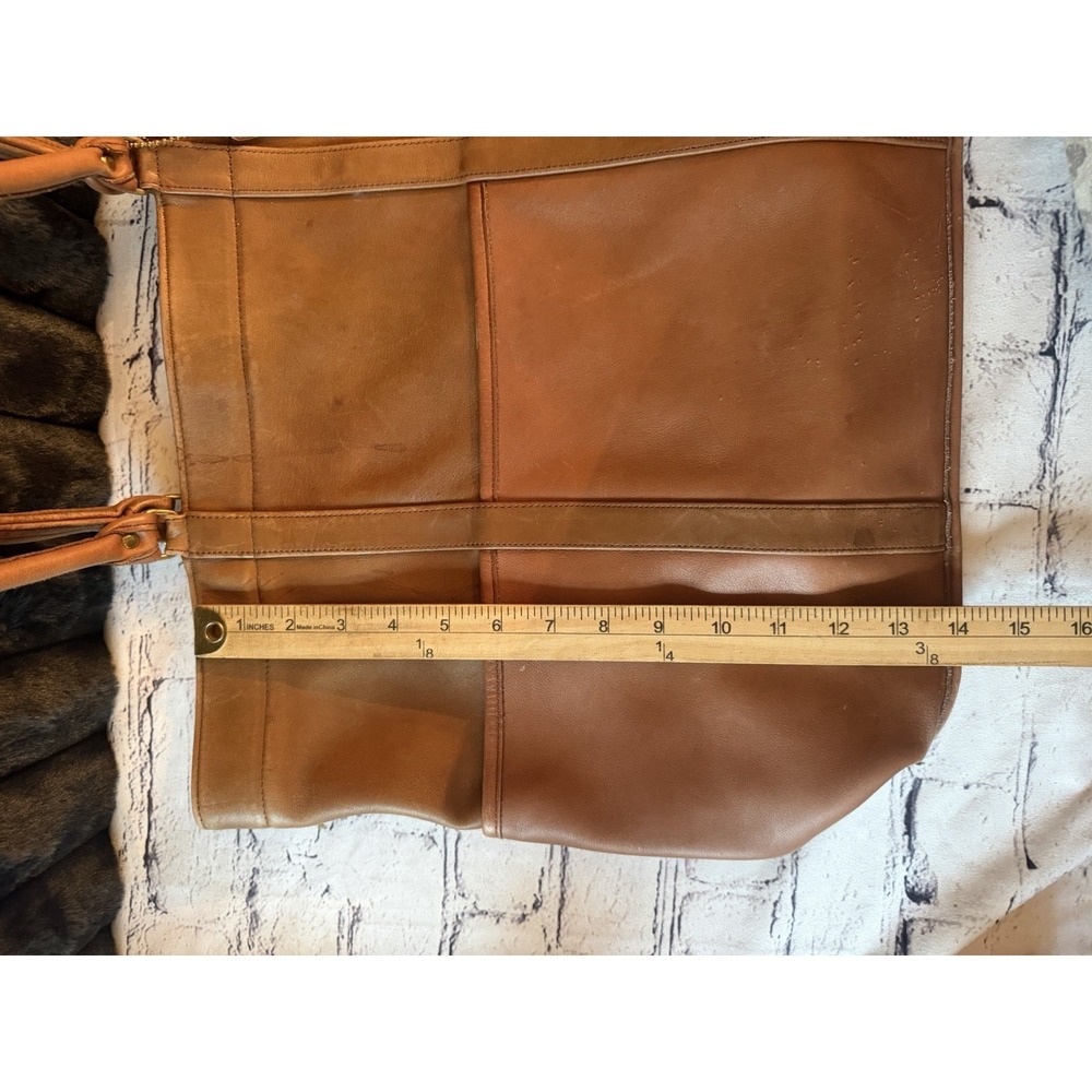 vintage Coach leather tote bag purse handbag Xlarge Brown 2 Tone - Picture 8 of 11
